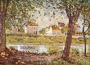 Alfred Sisley Dorf am Ufer der Seine oil painting reproduction